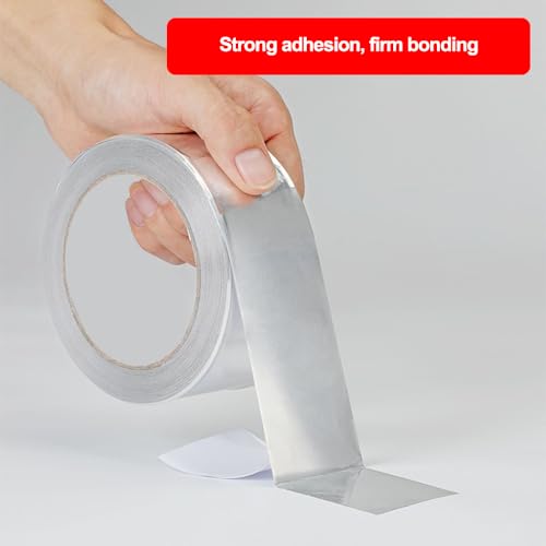 Aluminum Foil Duct Tape Heavy Duty Waterproof, Silver Insulation Adhesive Metal Tape, High Temperature Heat Resistant for Ductwork, Ducting, Sealing, Patching, Furnace, 1.1 Inch x 65 Feet (2.3 mil)