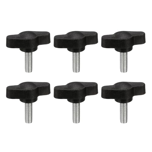 PATIKIL M5 x 16mm Tee Wing Thumb Screws, 6Pcs Carbon Steel Mechanical Handle Bolt Thumb Screws for Remove Replace Hand Clamping Tightening Knobs Power Supply, Black - size: M5 x 16mm