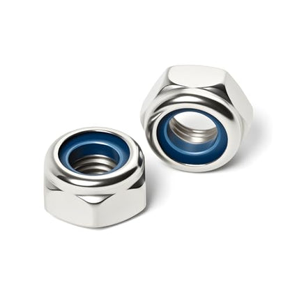 (25 Pack) 3/8"-16 Nylon Insert Locknuts, 304 Stainless Steel 18-8 Nylock Nuts, Coarse Thread, Hex Drive, Bright Finish, for Furniture, Tools, Handle, Repairing Jobs - size: 3/8"-16