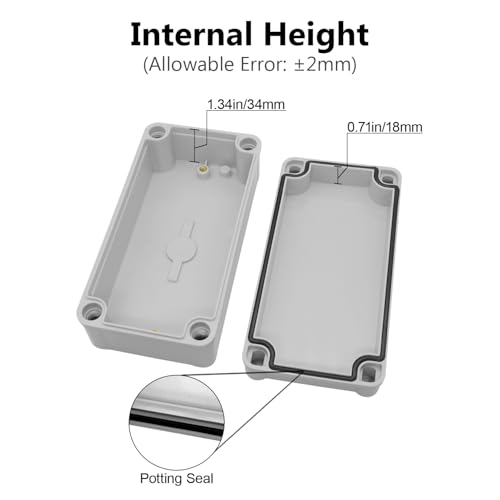 LeMotech Junction Box IP67 Waterproof Dustproof ABS Plastic Project Box for Electrical Outdoor Enclosure Gray 6.3 x 3.1 x 2.2 inch (160 x 80 x 55 mm),2 Pack - size: 6.3" x 3.1" x 2.2" (2pc)