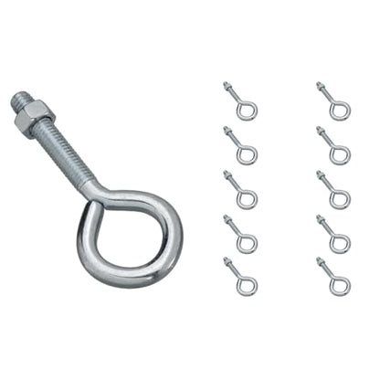 National Hardware Eye Bolts N347-252, 3/8 in x 4 in, Zinc Plated, 10-Pack - size: 3/8" x 4"