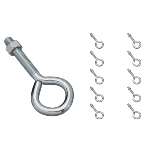National Hardware Eye Bolts N347-252, 3/8 in x 4 in, Zinc Plated, 10-Pack - size: 3/8" x 4"