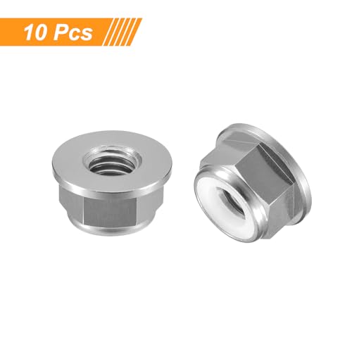 uxcell Nylon Insert Hex Lock Nuts, 10pcs - M5 x 0.8mm Aluminum Alloy Self-Locking Nut, Anodizing Flange Lock Nut for Fasteners(Titanium Gray) - size: M5 x 0.8mm