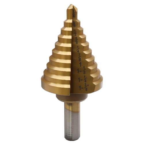 Uenhoy Titanium Step Drill Bit 1/4 to 1-3/8 Inches, 10 Sizes Drill Cone Bit - size: 1/4 to 1-3/8 Inch