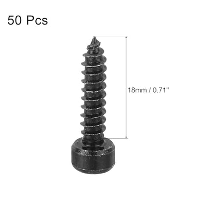 uxcell M4 Hex Socket Head Cap Self-Tapping Screw, 50Pcs M4x18mm 304 Stainless Steel, Hexagon Socket Head Tapping Screws, Hex Drive, Self Tapping Point - Black - size: M4x18mm