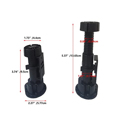 Black Furniture or Cabinet Leveler Legs - Support 330 Lb. per Leg - Adjusts from 3 7/8" to 5 3/8" - 12 Pack