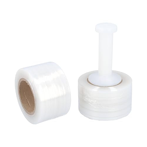 PSBM 36 Rolls 3 Inch x 1000 Feet 50 Gauge Mini Stretch Film/Wrap with Plastic Handle, Industrial Strength Clear Shrink/Plastic Wrap for Moving, Packing, Shipping, Bundling & Storage - size: 3 Inch, style: 36 Rolls