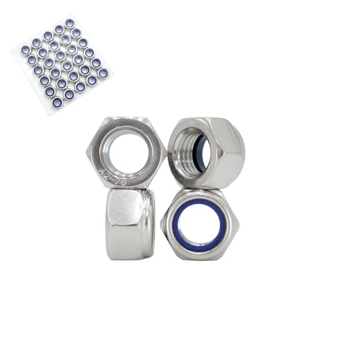 M10‑1.5 Lock Nuts, 30Pcs Stainless Steel Nylock Insert Locking Nuts - size: M10x1.5mm, 30Pack