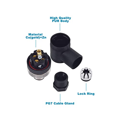 Aviation Connector Plugs,Lonlonty 12mm 5-Pin Male Aviation Wire Connector Plug,AC 250V 5A IP67 M12 Right Angle Chassis Connector Socket, Pack of 4 - color: Male, size: 5Pin Right Angle