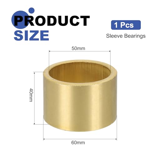 uxcell Sleeve Bearings, 50mm Bore x 60mm OD x 40mm Length, Self-Lubricating Sintered Bronze Bushings - size: 50mm Bore x 60mm OD x 40mm Length