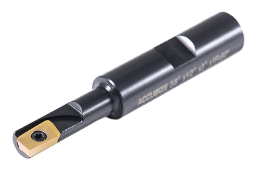 Accusize Industrial Tools 3/8'' 90 Deg Square Shoulder Indexable End Mill with 3'' Overall Length, APKT11T3 Carbide Inserts, 1 Flute, 0056-0912 - size: 3/8" Cut, 1/2" Shk, 1 Fl