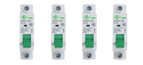 Miniature Circuit Breaker - 4 Pcs 110V/240V MCB Din Rail DZ47-63 Mini Home Circuit Breaker 1 Pole 10A, AC Solar MCB - size: 10A