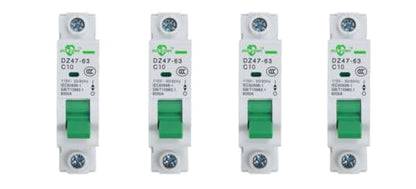 Miniature Circuit Breaker - 4 Pcs 110V/240V MCB Din Rail DZ47-63 Mini Home Circuit Breaker 1 Pole 10A, AC Solar MCB - size: 10A