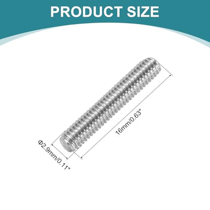 uxcell 10Pcs Fully Threaded Rod, M3 x 16mm 304 Stainless Steel Fully Threaded Studs with Nuts and Washers for Clamps, Hangers and U-Bolts, Silver - size: M3 x 16mm