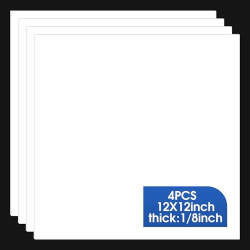 4 Pack White ABS Plastic Sheet, 12" x 12" x 1/8" Thick Hard Thermoplastic Sheet, Moldable Plastic Panel for Crafts, Car Interiors, Home Decor, DIY Projects - color: White, size: 12"x12"x1/8"