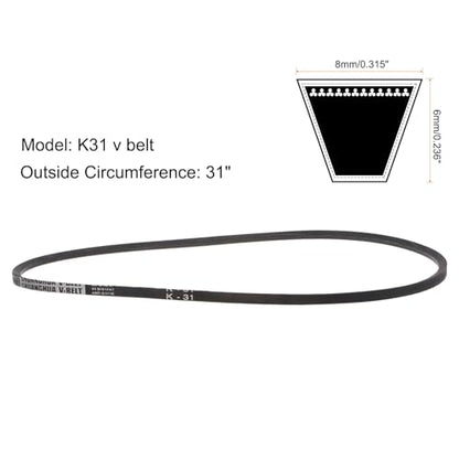 uxcell 2pcs K31 Rubber V Belt, K Section V-Belt 31" Outside Circumference x 0.315" Width x 0.236" Thick, Industrial Power Transmission Belt - size: K31