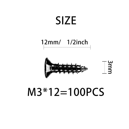#4 x 1/2" Flat Head Self-Tapping Small Wood Screws, M3x12mm(100Pcs) - color: 100 PCS, size: #4x1/2''-100 PCS