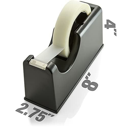 Officemate 2-in-1 Heavy Duty Tape Dispenser 1-Inch and 3-Inch Core, Black (96699) (Pack of 12) - size: (Pack of 12)