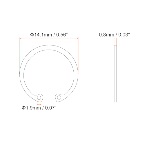 uxcell 50Pcs 13mm Internal Retaining Ring Circlip, 304 Stainless Steel Internal Circlip Snap Rings C-Clips for Grooved Shafts Studs, Silver Tone - size: 13mm