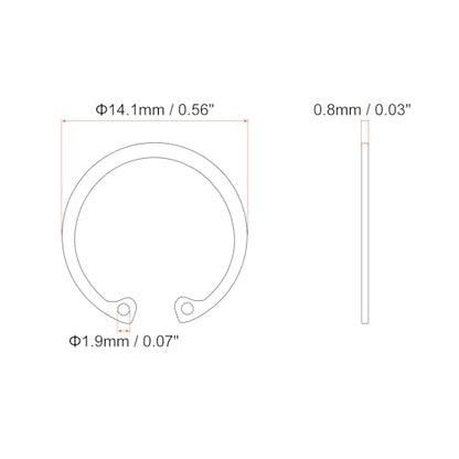 uxcell 50Pcs 13mm Internal Retaining Ring Circlip, 304 Stainless Steel Internal Circlip Snap Rings C-Clips for Grooved Shafts Studs, Silver Tone - size: 13mm