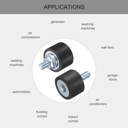 uxcell 6pcs M4x10mm Rubber Isolator Mounts with Studs 15x10mm - size: VD-D15*H10, M4*10