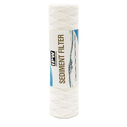 IPW Industries Inc. 1 Micron String Wound Water Filter for Universal Whole House Replacement Cartridge Sediment Filters for Well Water 10"x2.5" - 6 Pack