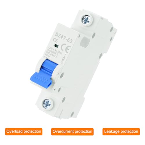 MECCANIXITY 4Pcs Miniature Circuit Breaker 1P 6A AC 110V DZ47-63 DIN Rail Mount Disconnect Switch Circuit Breaker Protection Thermal Magnetic Trip for Short Circuit Protection, Overload Blue - style: 6A