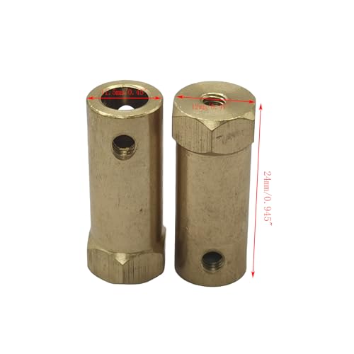5Pcs 7mm Bore Brass Couplers, Hexagon Motor Shaft Coupling Flexible Connector with Screws and Wrench for Robotics and R/C Car Wheels Tires Shaft Motor - size: 7mm