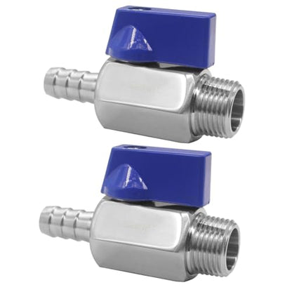 2Pcs Shut Off Valve 1/2" NPT Male x 5/16" Hose Barb Ball Valve - size: 1/2 MNPT x 5/16" Barb