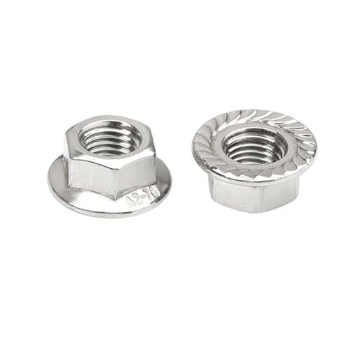 Serrated Flange Nuts, 304 Stainless Steel 18-8, Hex Lock Nuts for Industrial & Home Use (3/8-24,Silver,10) - size: 3/8-24