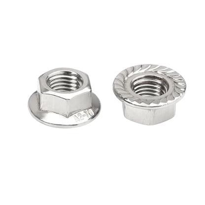 Serrated Flange Nuts, 304 Stainless Steel 18-8, Hex Lock Nuts for Industrial & Home Use (3/8-24,Silver,10) - size: 3/8-24