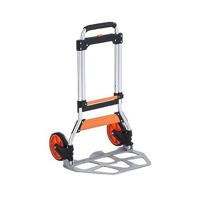 VEVOR Folding Hand Truck and Dolly, 275 Lbs Capacity, Aluminum Foldable Cart, Heavy-Duty Luggage Trolley Cart with Telescoping Handle and PP+TPR Wheels for Home, Office, Shopping, Travel - size: 275 lbs