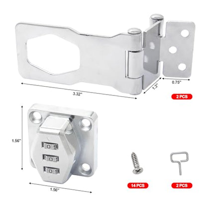 2 Pack Password Rotary Hasp Locks, Collapsible Solid 304 Stainless Steel - color: 2 Pack(Combination Lock)