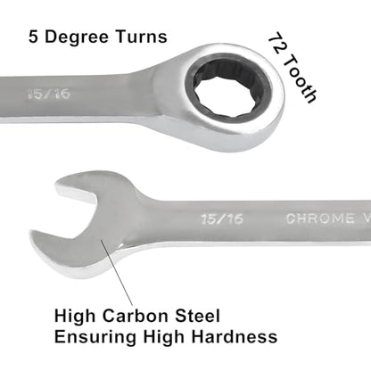 5/16 Inch Ratchet Combination Wrench, Imperial SAE 72-Tooth - size: 15/16 Inch
