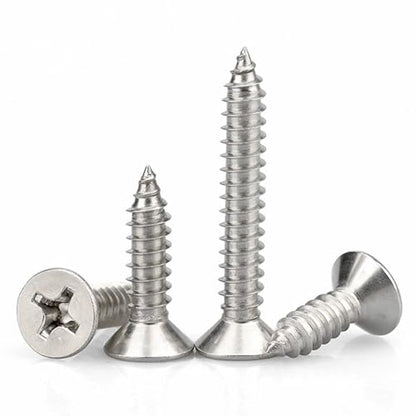 #4 x 1/2" (M3x12mm) 304 Stainless Steel Flat Head Wood Screws, 200pcs - size: #4 x 1/2''-200pcs
