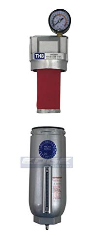 HEAVY DUTY INDUSTRIAL GRADE COALESCING FILTER WITH 0.01u MICRON ELEMENT, 11oz METAL BOWL, REMOVES 99.98% MOISTURE, VAPOR AND OIL FROM COMPRESSED AIR LINES, MANUAL DRAIN (1/2" NPT, 11oz BOWL) - style: 1/2" NPT, 11oz BOWL