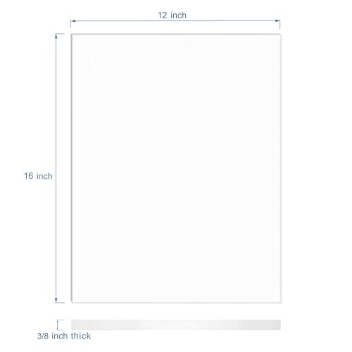 KAITELA Clear Acrylic Sheet 3/8" Thick Cast Plexiglass Piece 12" x 16" - size: 12" x 16", 3/8" Thick