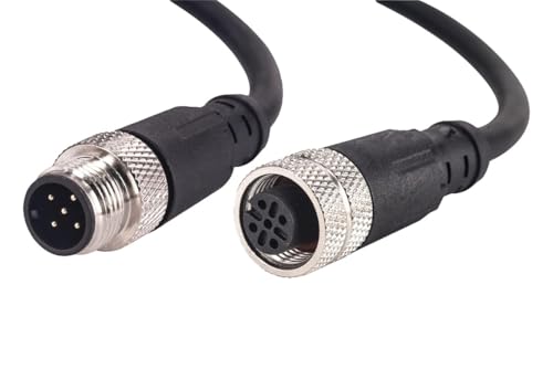 M12 5-Pin Male to Female Connector Cable – Industrial Waterproof Sensor Extension Wire, A-Coded Safe Signal Cord for Automation, Robotics, Machinery - size: 1m, style: 5pin Male to Female