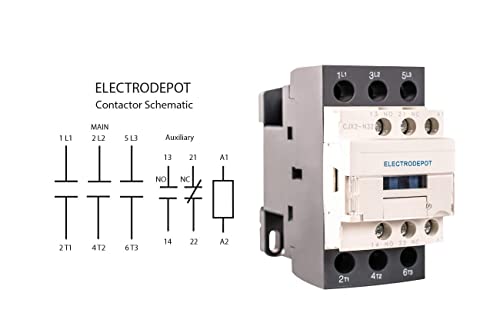 Contactor 30A Inductive, 50A Resistive 3 Pole 120VAC Coil, Lighting and Motor control DIN mount, Auxiliary contact NO/NC