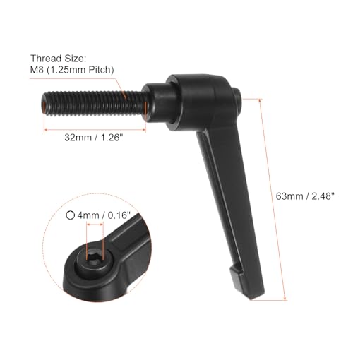 HARFINGTON 8pcs Adjustable Clamping Lever Handles M8 x 32mm Male Thread Bolt Knobs Rotating Screw Locking Quick Release Ratchet Push Button Handle, Black - size: M8 x 32mm