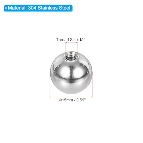 PATIKIL M4x15mm Ball Nuts Knob, 8 Pcs Female Thread 304 Stainless Steel Round Blind Hole Screw Cap Cover for Lighting Machinery DIY Decoration, Silver - size: M4x15mm