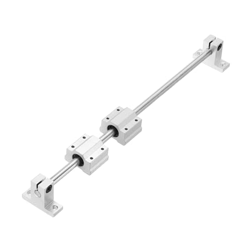 uxcell 2 Pcs 8mm x 400mm Linear Motion Rail Shaft Slide Guide with 4 Pcs SCS8UU Bearings and 4 Pcs SK8 Rail Support Linear Motion Rod Shaft Guide Set for CNC Machine 3D Printer, Silver - size: 400mm