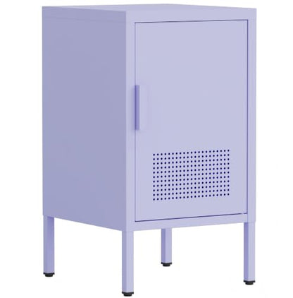Single Door Metal Coffee Table Adjustable Easy to Assemble Living Room 2-Tier Side Table for Storing Mobile Phones and Books Children's Bedside Table Purple 24" H X 13.8" W X 15" D - color: Lilac, style: End Table-24"H-BG