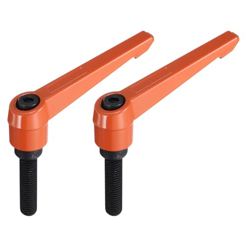 uxcell M10 x 40mm Handle Adjustable Clamping Lever Thread Push Button Ratchet Male Threaded Stud Knobs Locking Rotating Screw Handles Quick Release Bolt Orange 2pcs - color: Orange, size: M10 x 40mm