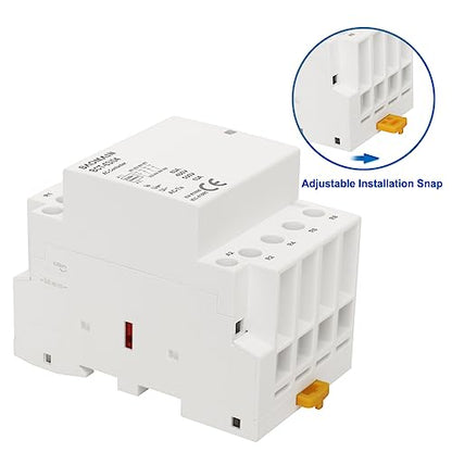 BAOMAIN 220V AC 4-Pole 63A Modular Contactor, 4NC, DIN Rail Mount
