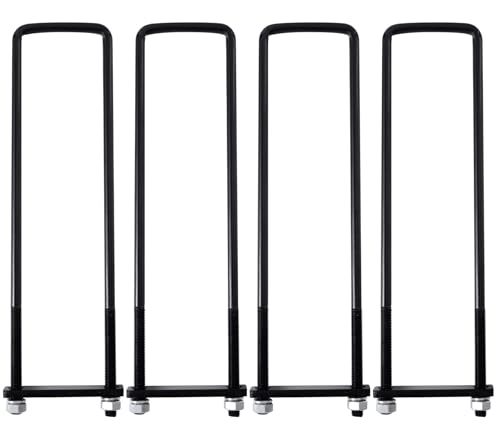 Heavy Duty Square Bend U-Bolt Kit, 4 Pack, 4" x 20", U Bolts with Frame Plates, Nuts & Washers for Automobile Trailer - size: 4"W x 20" L