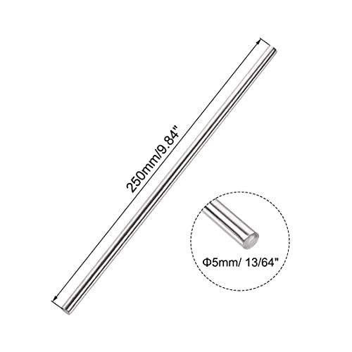uxcell 5mm x 250mm 304 Stainless Steel Solid Round Rod for DIY Craft - 2pcs - size: 5 mm x 250 mm