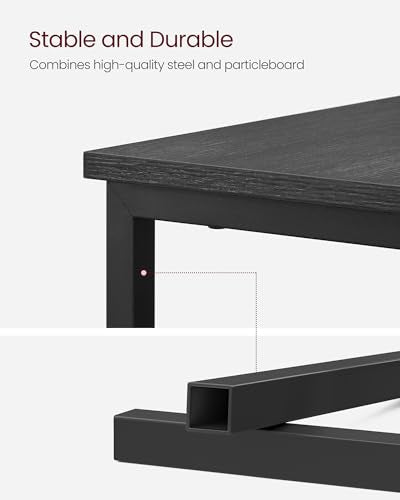 VASAGLE Side End Table with Charging Station, Slim Nightstand with Storage - color: Charcoal Gray + Ink Black, size: 23.6"D x 11.8"W