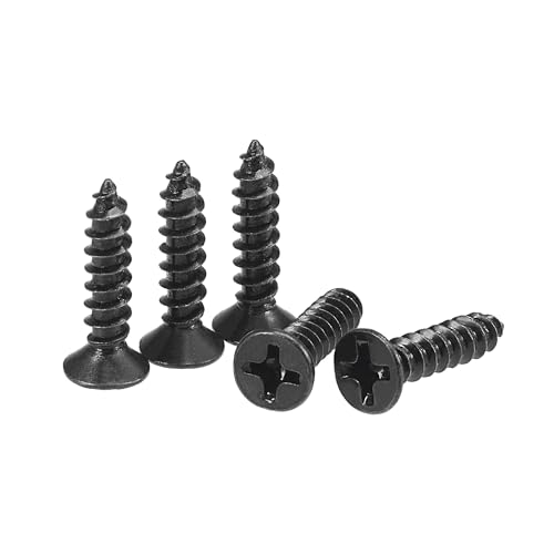 uxcell M3.5 x 16mm Wood Screws Phillips Flat Head Carbon Steel Self Tapping Screws Black 200pcs - size: M3.5 x 16mm