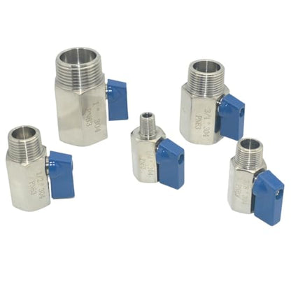 VARMHUS Pack of 2 304 Stainless Steel NPT Mini Ball Valve, Female x Male Thread Shut Off Valve for Water, Oil and Gas (3/8inch) - size: 3/8inch